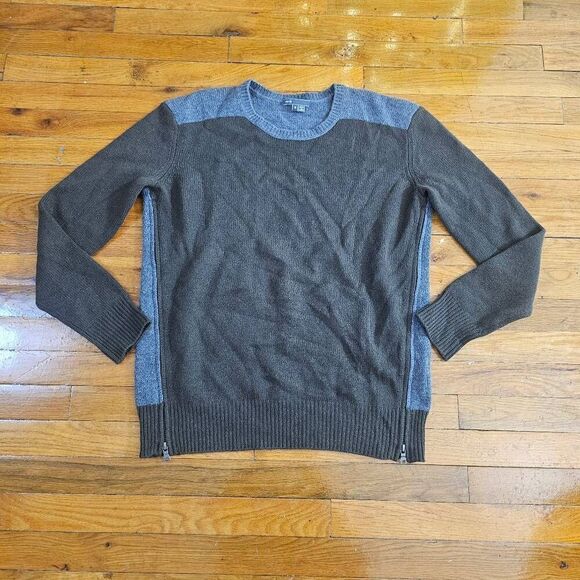 Vince Men’s Crew Neck Sweater Cashmere/Wool Blend Size Medium Green and Gray - Picture 1 of 7